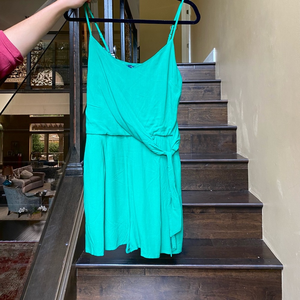 green romper with pockets